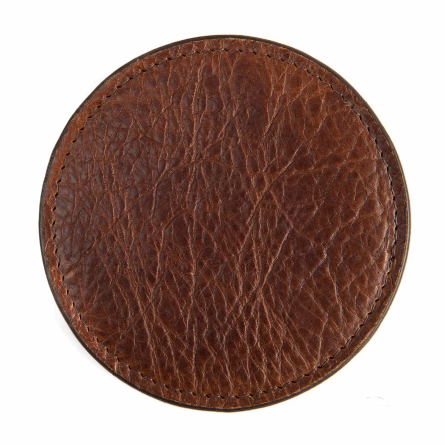 Moore & Giles Genuine Leather Coasters Set in Premium Walnut Gift Box