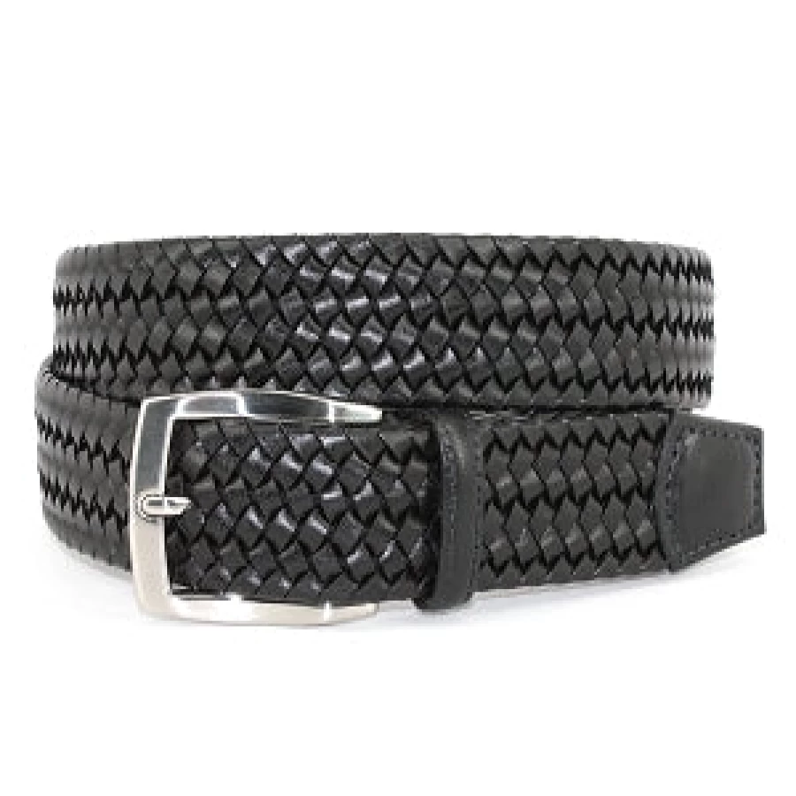 Torino Genuine Italian Leather Belt - Handwoven Stretchable Dress Belt for Men & Women