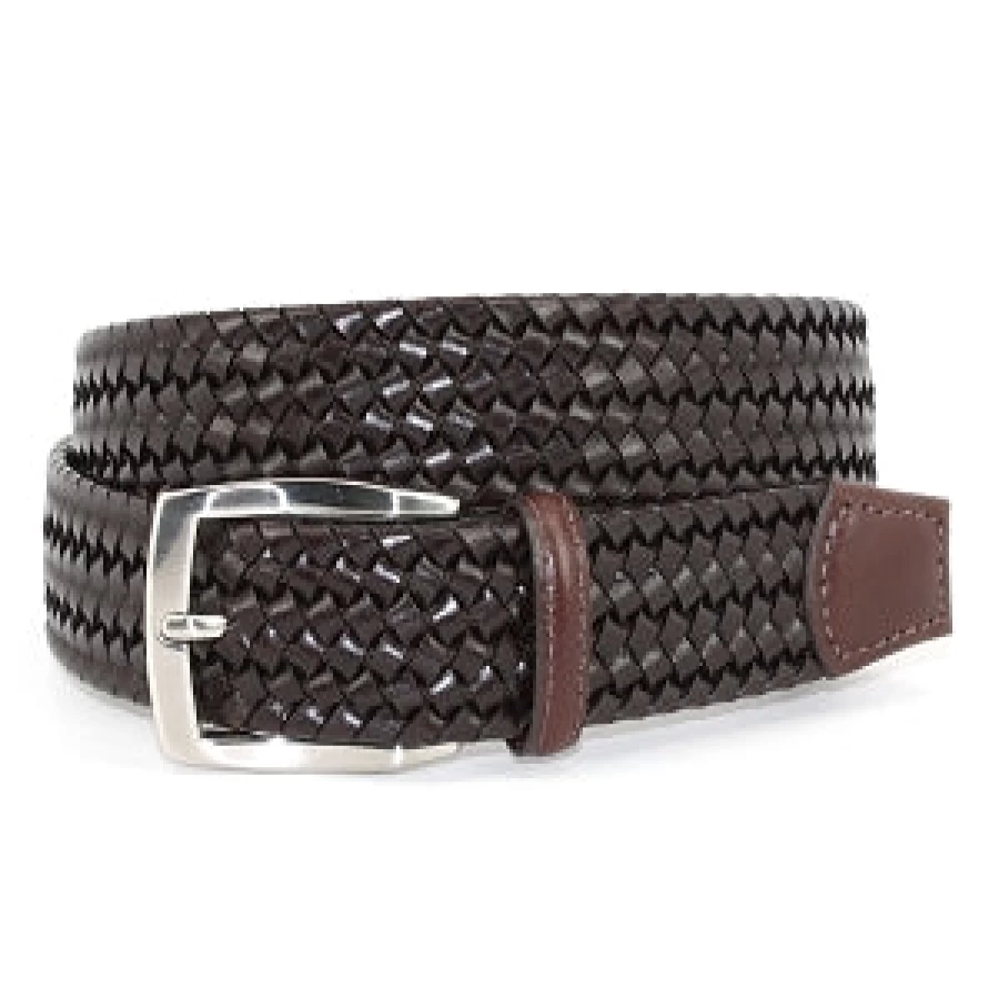 Torino Genuine Italian Leather Belt - Handwoven Stretchable Dress Belt for Men & Women