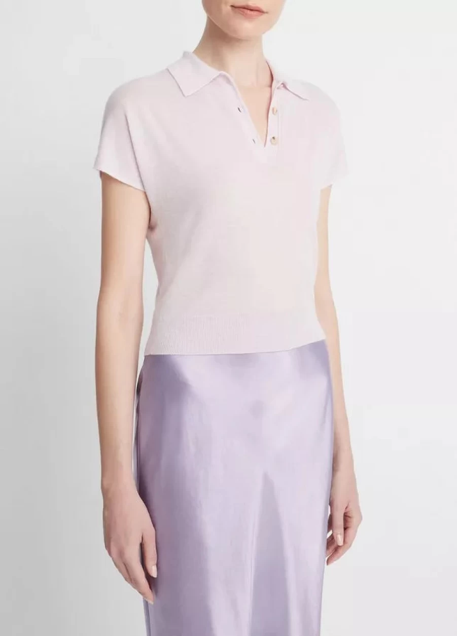 Vince Cap Sleeve Polo Shirt for Women - Classic Collared Casual Top