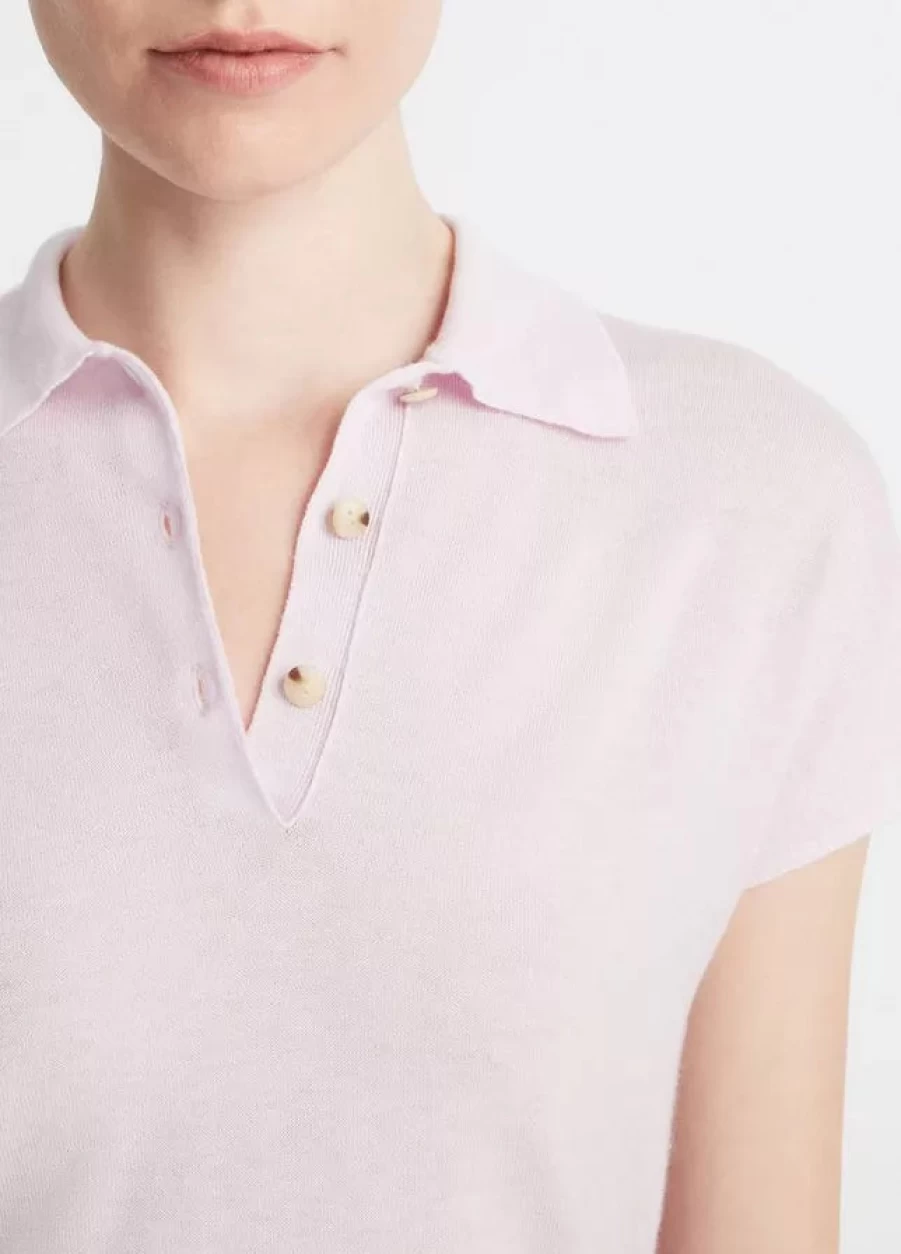 Vince Cap Sleeve Polo Shirt for Women - Classic Collared Casual Top