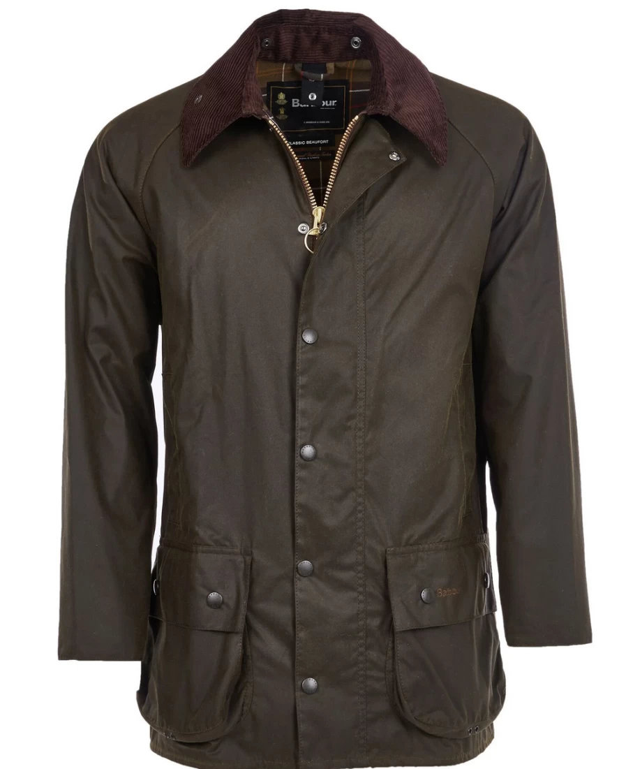 Barbour Olive Classic Beaufort Wax Jacket for Men & Women – Waterproof Outdoor Coat