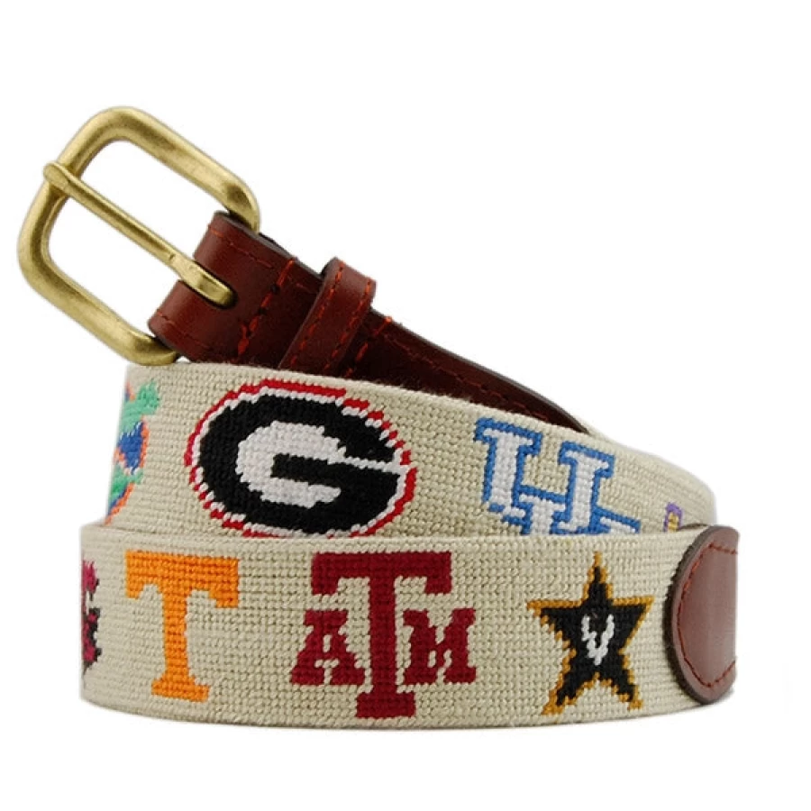 Smathers & Branson Collegiate Belt - Premium Embroidered Needlepoint Belts for Men