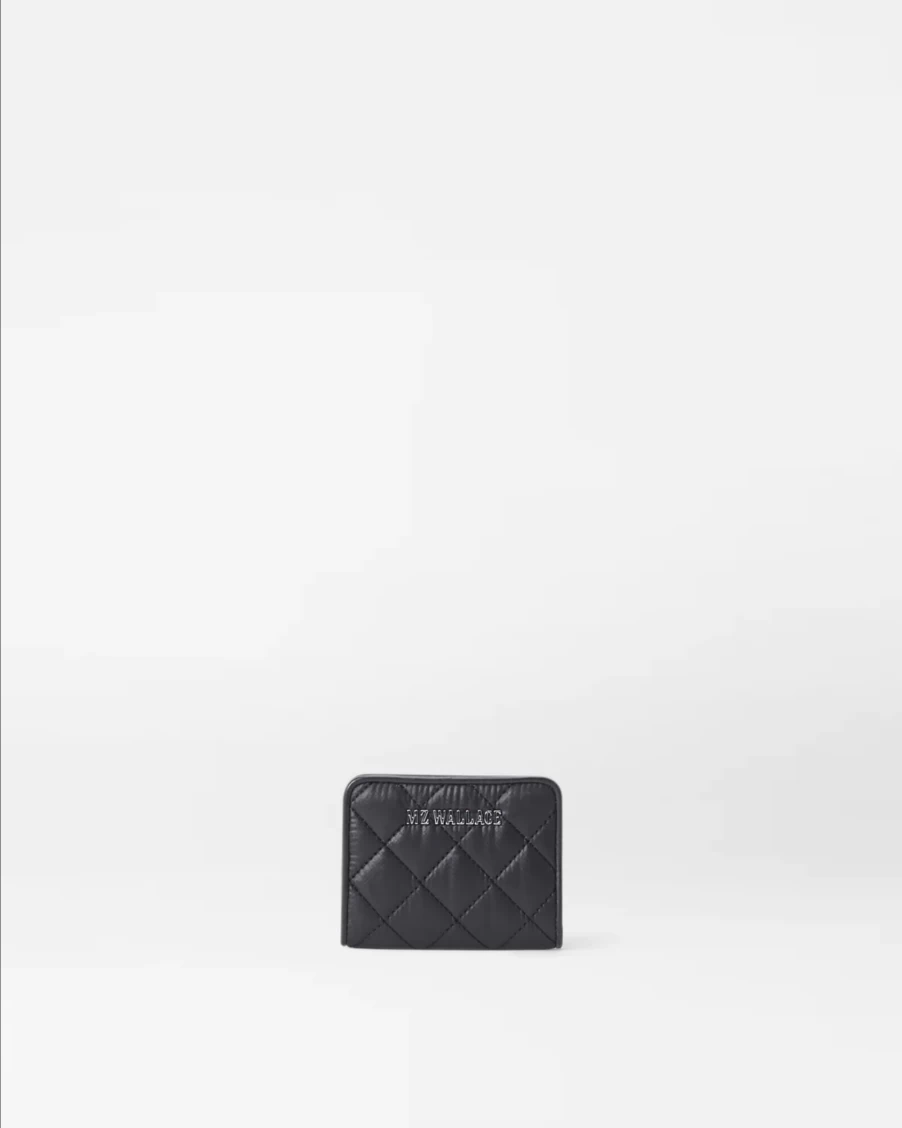 MZ Wallace Crosby Black Leather Card Case - Slim RFID Blocking Wallet