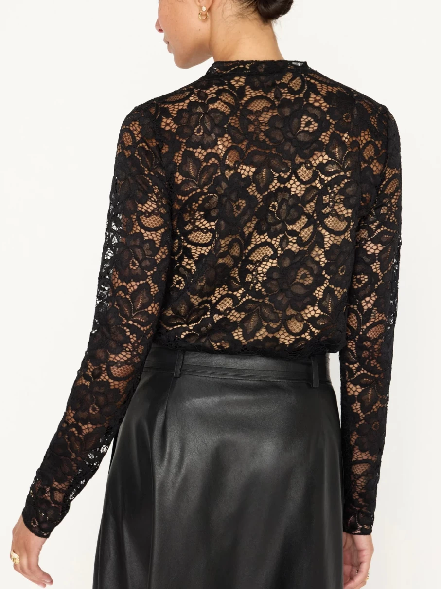Brochu Walker Floral Lace Top for Women - Black Onyx Elegant Blouse