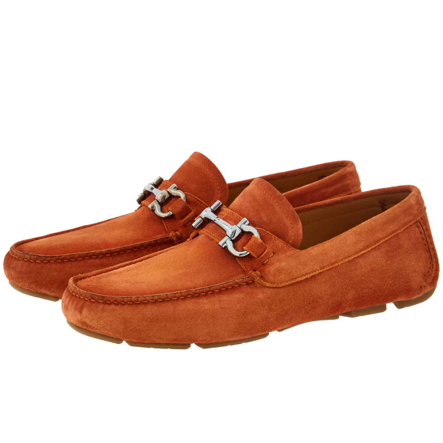 Ferragamo Parigi Suede Driving Loafers for Men - Luxury Italian Designer Shoes