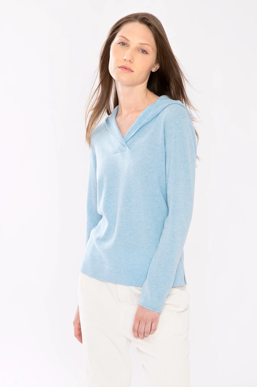 Kinross Cashmere Popover Hoodie in Reef - Soft Cashmere Pullover Sweatshirt for Men & Women