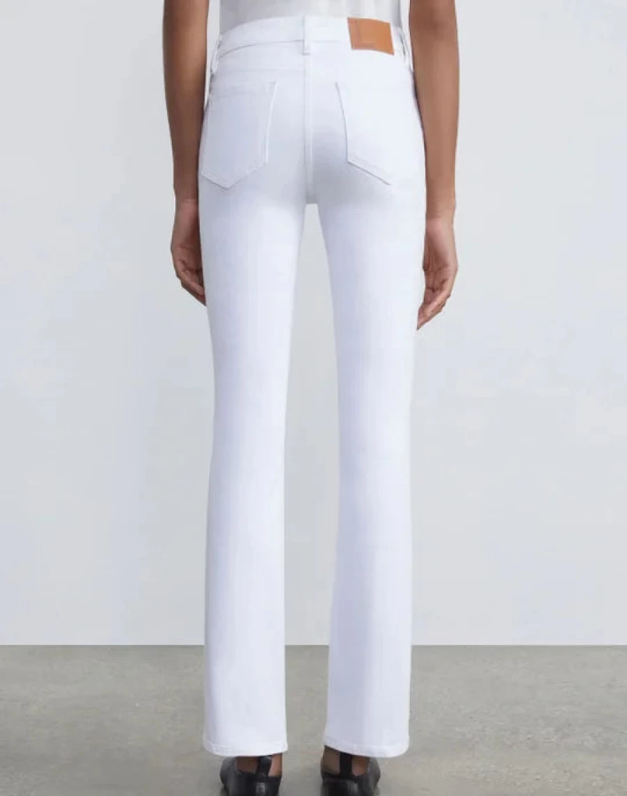 Lafayette 148 New York Women's Kick Flare Mercer Jeans in Washed Plaster - High Waisted Stretch Denim
