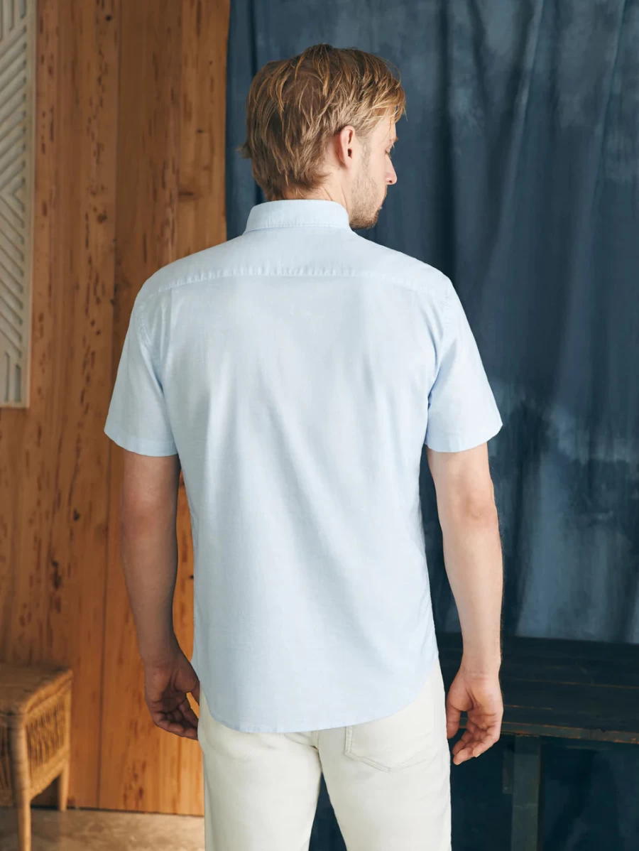 Faherty Men's Short Sleeve Supima Cotton Oxford Shirt - Premium Comfort & Breathable Casual Wear