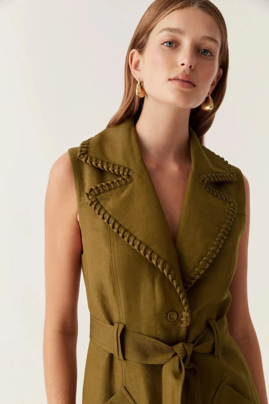 AJE Encompass Utility Midi Dress in Deep Olive - Women's Casual Olive Green Dress