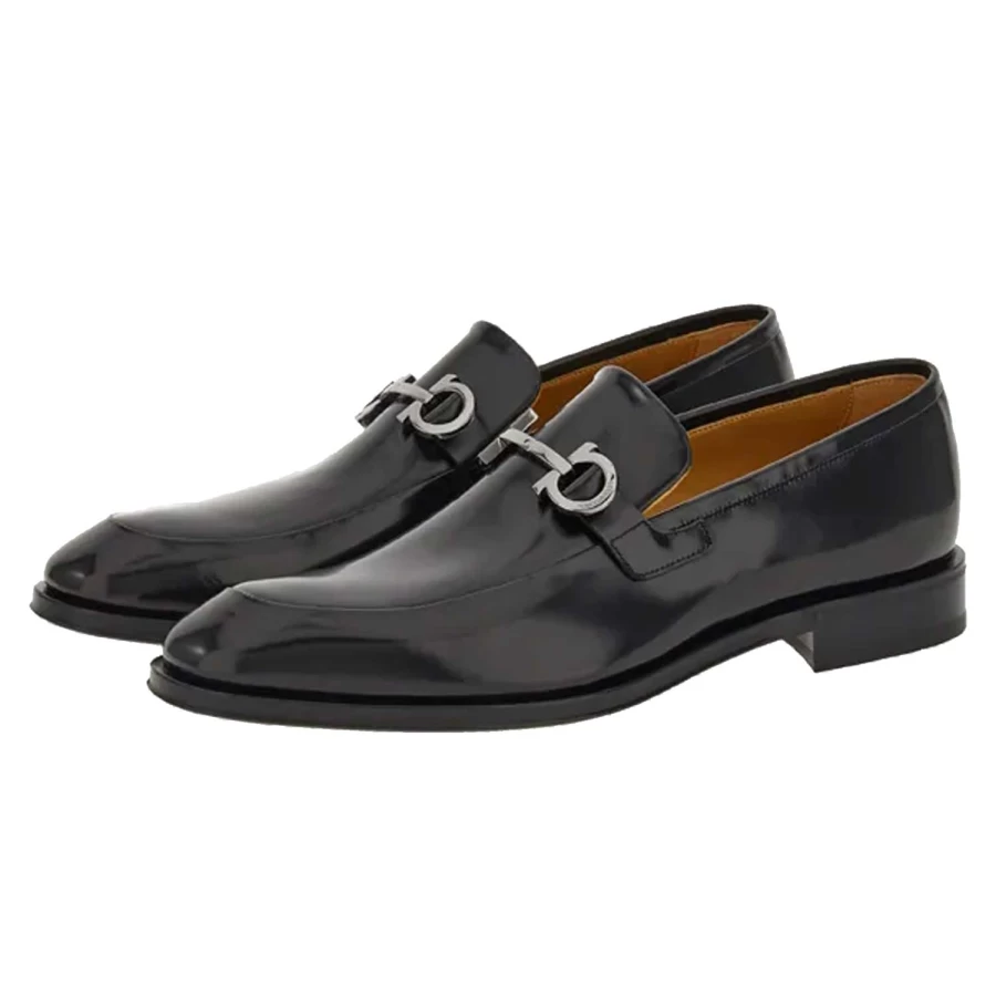 Ferragamo Finley Gancini Embellished Leather Loafers for Men