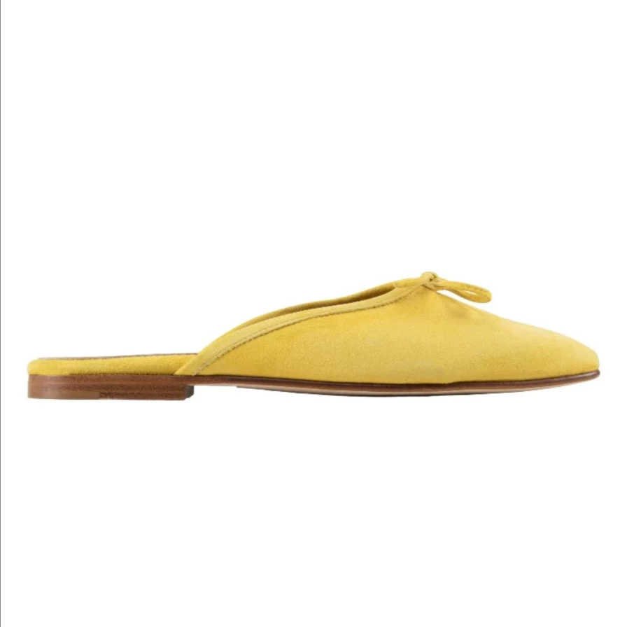 Ann Mashburn Joy Mule Yellow Suede Loafers - Women's Comfortable Slip-On Shoes