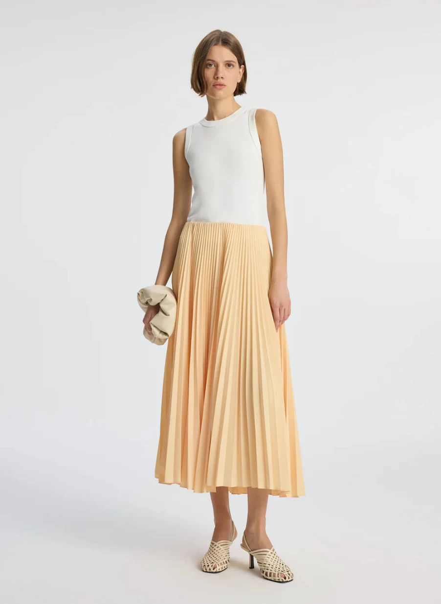ALC Women's Tatum Skirt in Au Lait - Elegant High-Waisted Midi Length