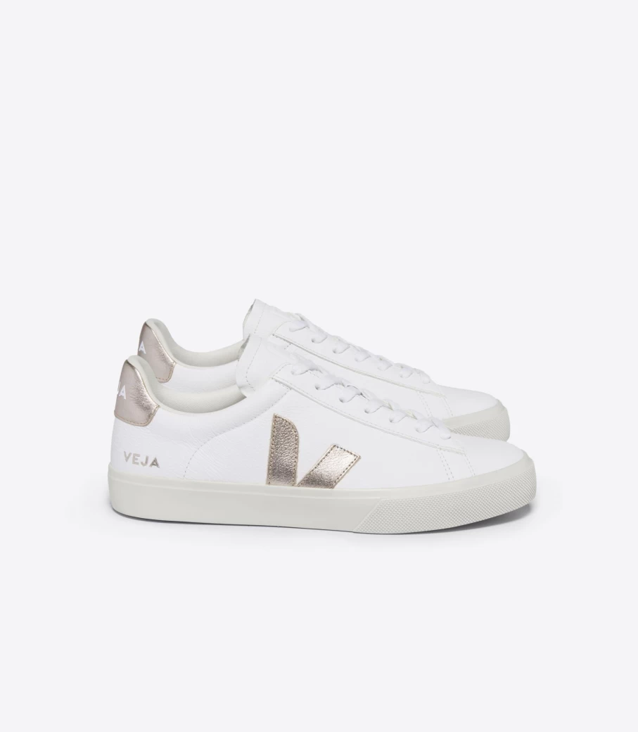 Veja Campo Sneakers in Extra White Platine | Sustainable Leather Espadrilles