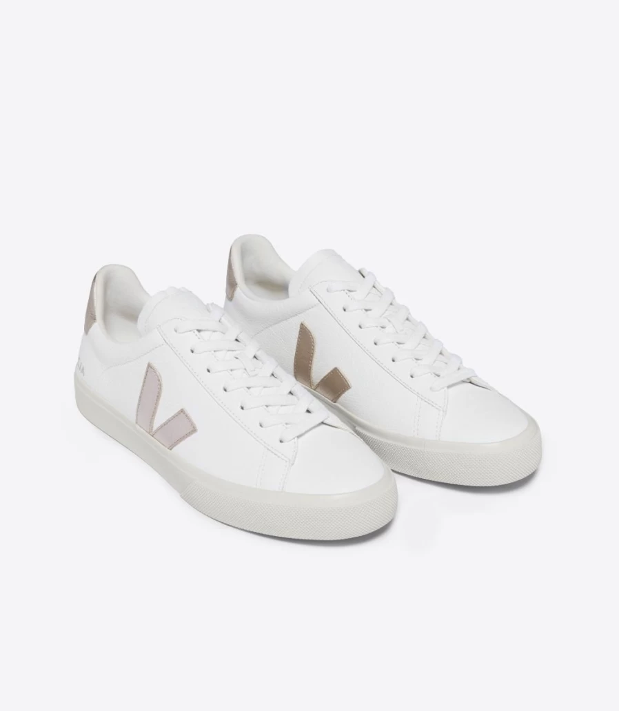 Veja Campo Sneakers in Extra White Platine | Sustainable Leather Espadrilles