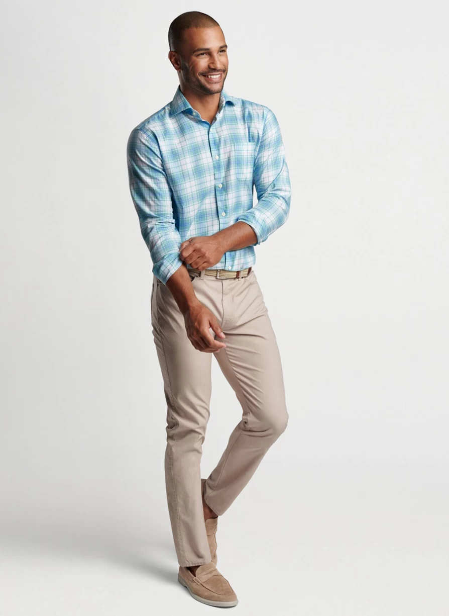 Peter Millar Lynden Summer Sport Shirt - Soft Cotton Cloud Color for Men