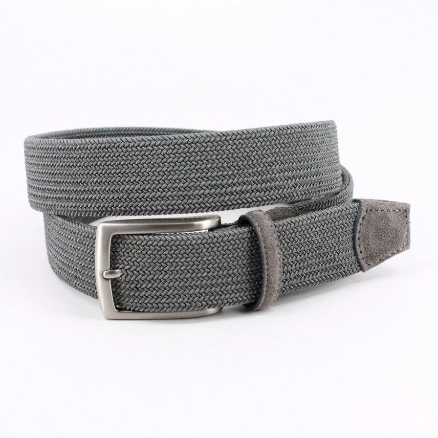 Torino Grey Elastic Rayon Belt - Italian Made Stretchable Tubular Waistband for Men & Women