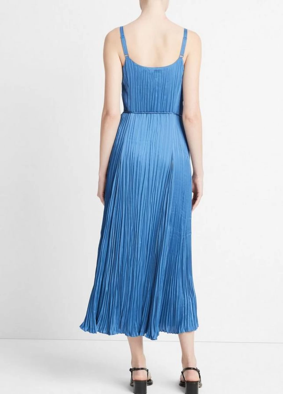 Vince Cadet Blue Relaxed Crushed Slip Dress - Comfortable Casual Summer Dress