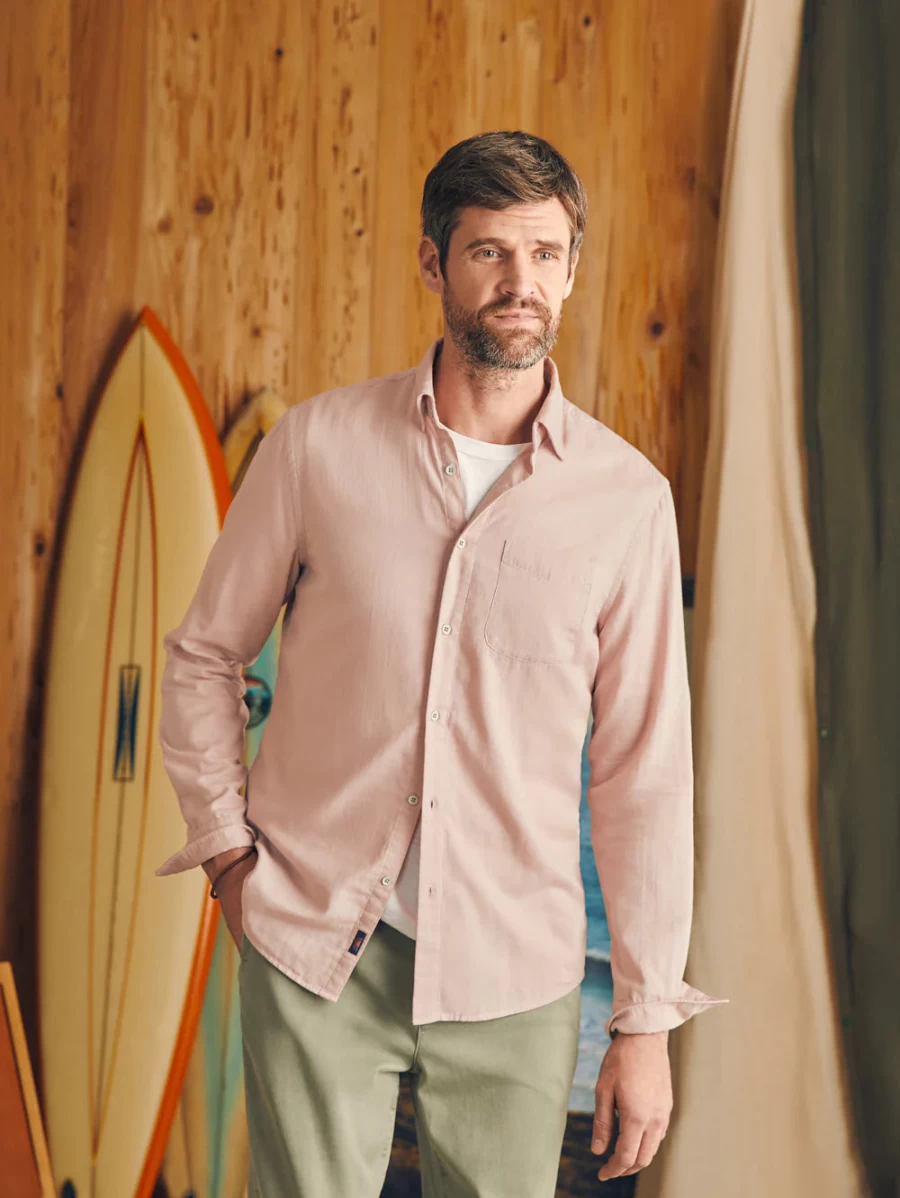 Faherty Men's Sunwashed Chambray Shirt - Lightweight Denim Button-Up for Casual Wear