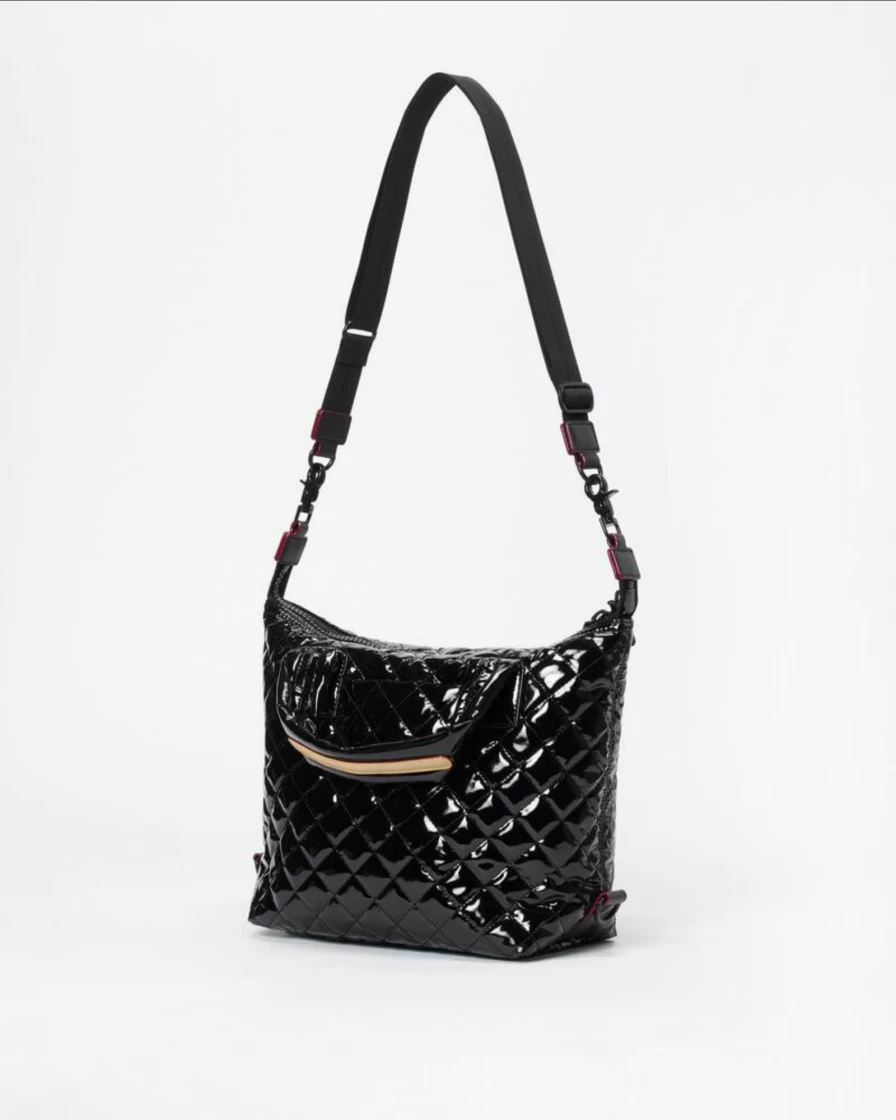 MZ Wallace Small Sutton Deluxe Crossbody Bag in Black Lacquer - Stylish & Compact Handbag