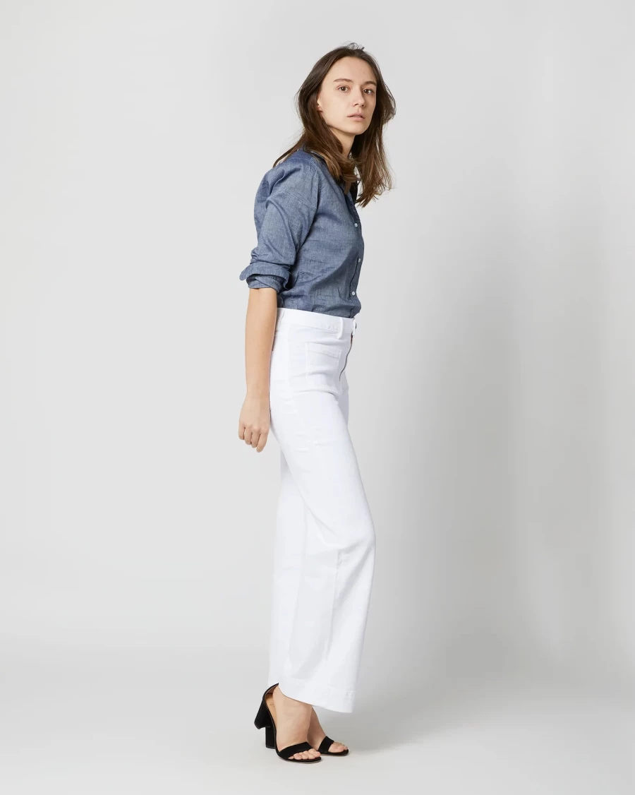 Ann Mashburn White Column Patch Pocket Jean - High Waist Slim Fit Denim Pants