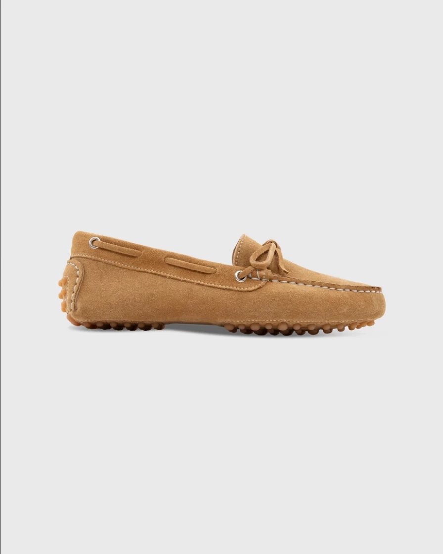 Ann Mashburn Camel Suede Driving Moccasin Shoes for Men & Women