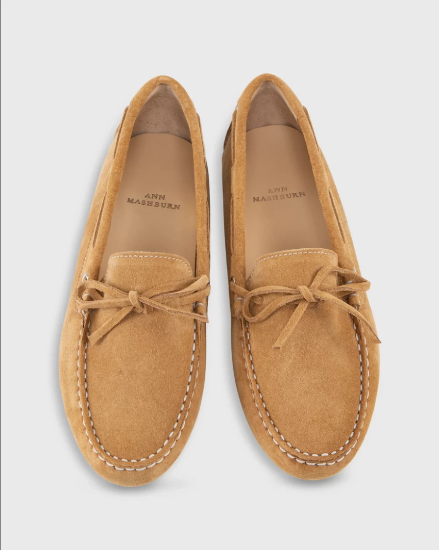 Ann Mashburn Camel Suede Driving Moccasin Shoes for Men & Women