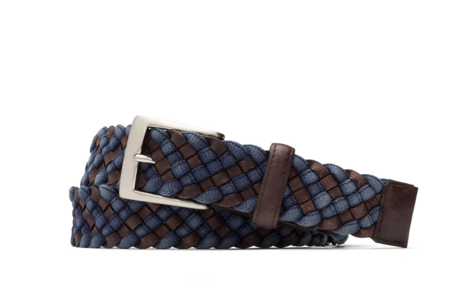 "W. Kleinberg Premium Woven Leather Belt for Men – Stylish & Durable Dress Accessory"