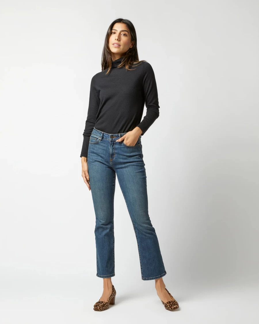 Ann Mashburn Black Superfine Funnel Neck Sweater for Women