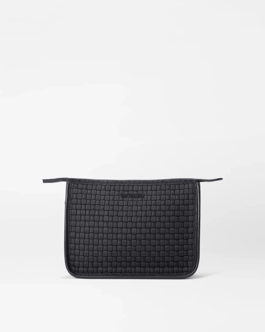 MZ Wallace Black Woven Clutch Bag for Women - Stylish & Compact Handbag