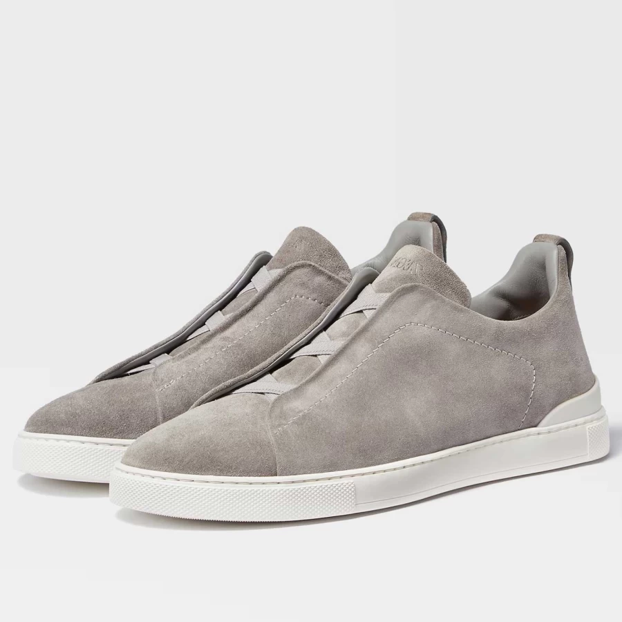 Zegna Triple Stitch Suede Sneakers for Men - Premium Luxury Casual Shoes
