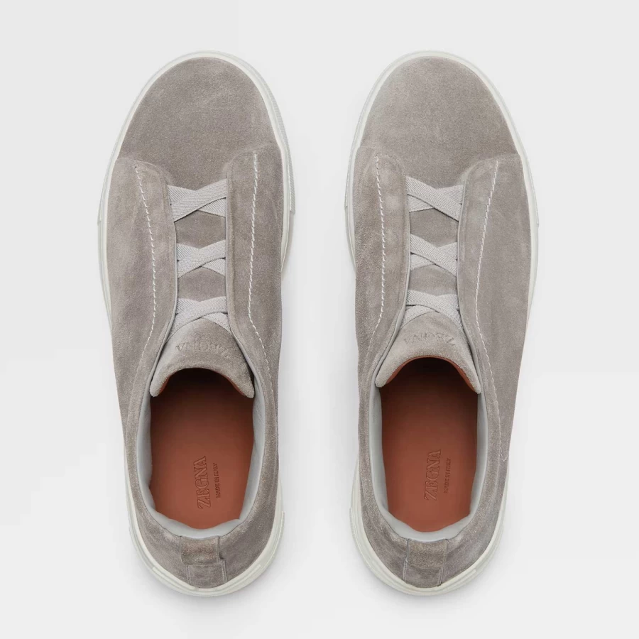 Zegna Triple Stitch Suede Sneakers for Men - Premium Luxury Casual Shoes