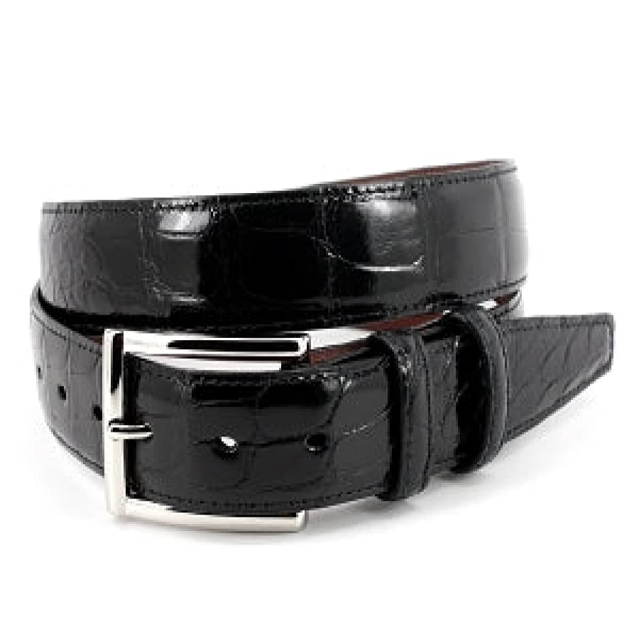 Torino 35mm Genuine American Alligator Leather Belt - Handcrafted Stitched Men's Dress Belt