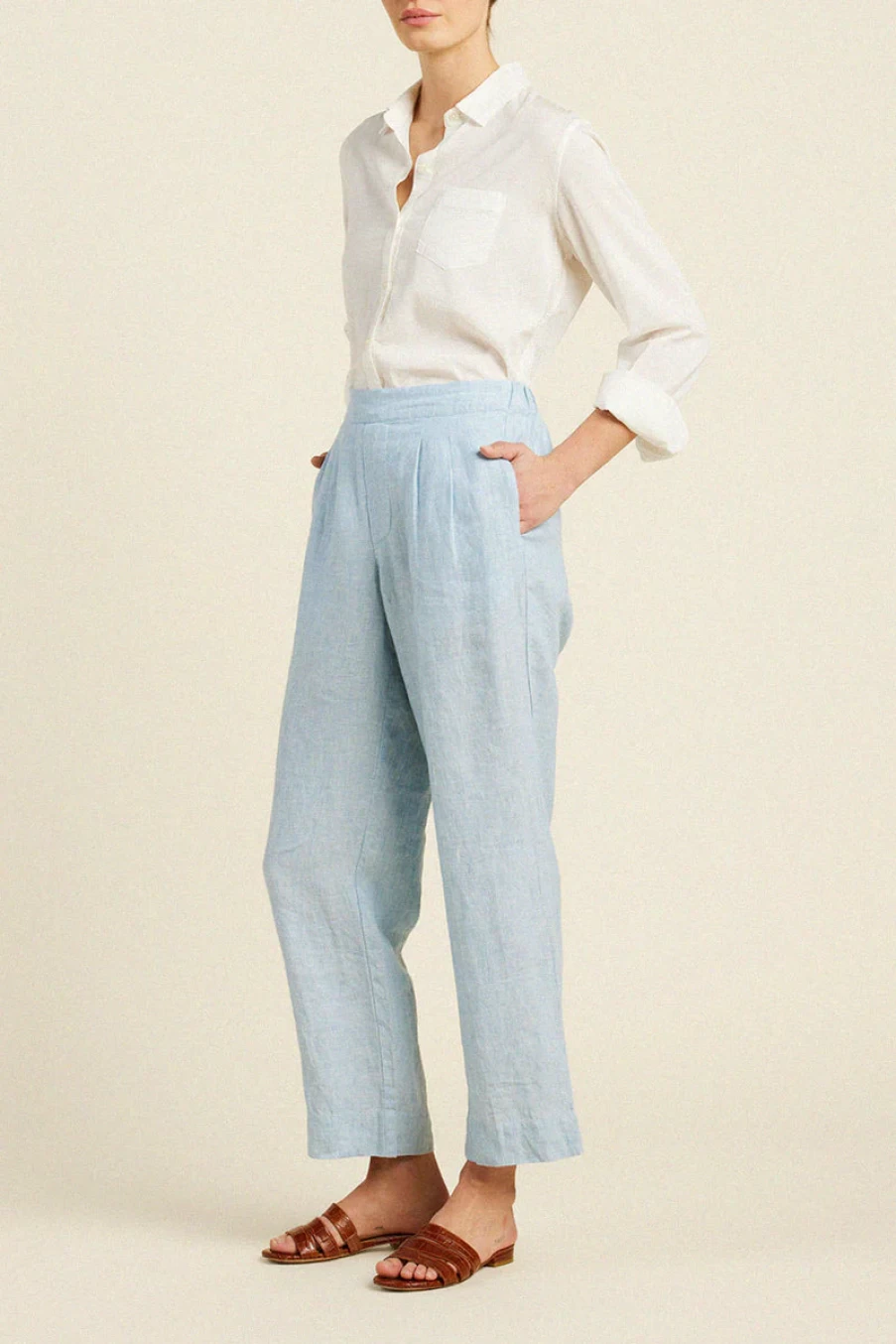 "Birds of Paradis Leigh Pant in Sky Blue - Stylish High-Waisted Trousers"