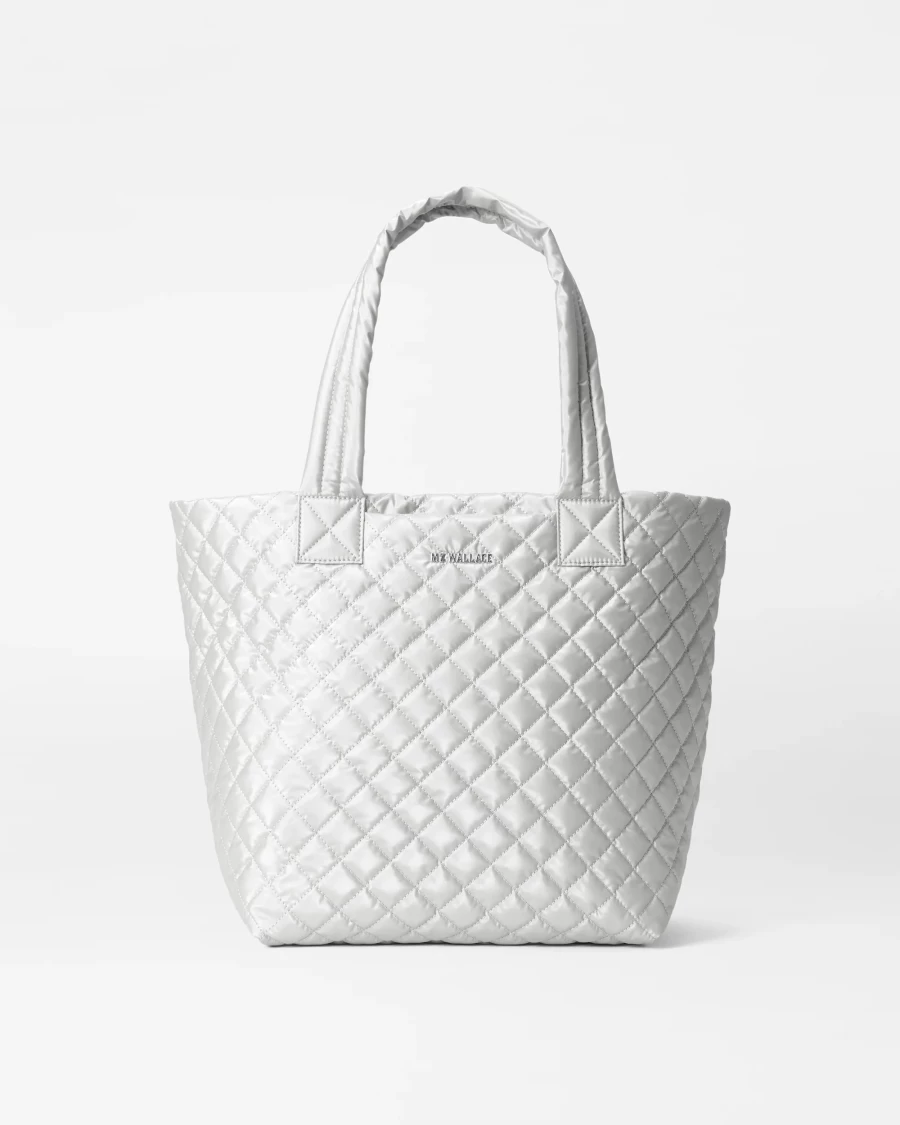MZ Wallace Medium Metro Tote Deluxe in Oyster Metallic | Stylish Luxury Handbag