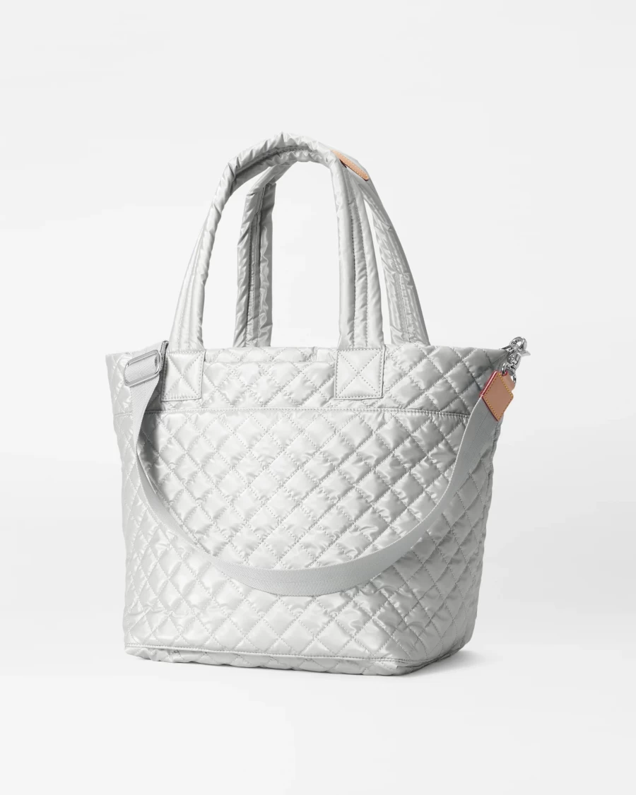 MZ Wallace Medium Metro Tote Deluxe in Oyster Metallic | Stylish Luxury Handbag