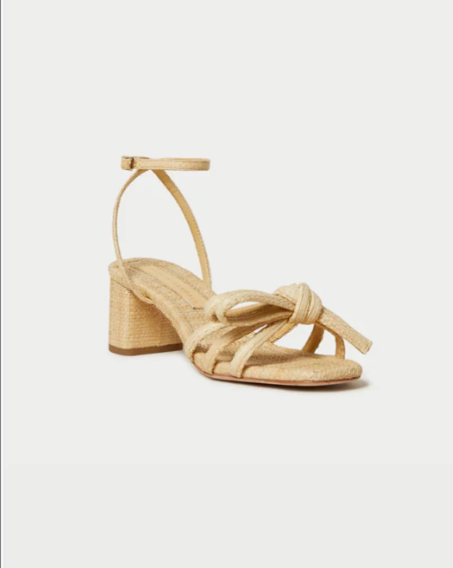 Loeffler Randall Mikel Natural Mid Heel Bow Sandals for Women