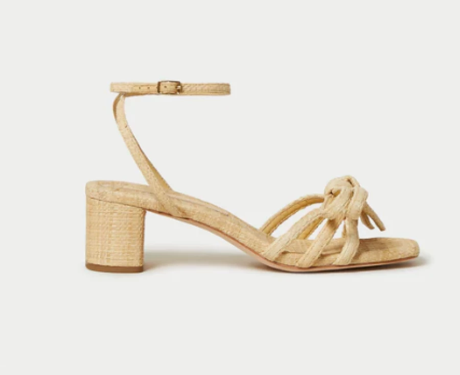 Loeffler Randall Mikel Natural Mid Heel Bow Sandals for Women
