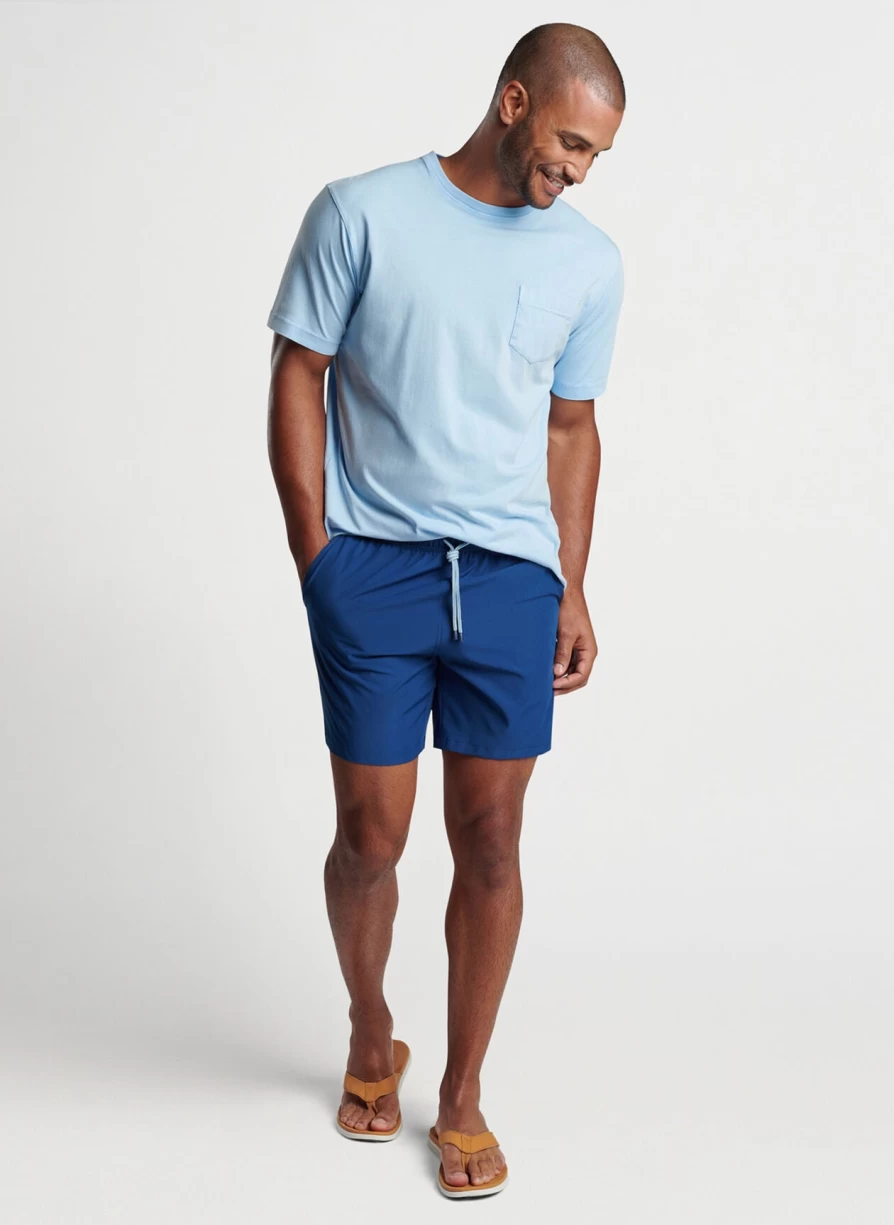 Peter Millar Crown Solid Swim Trunk in Atlantic Blue for Men