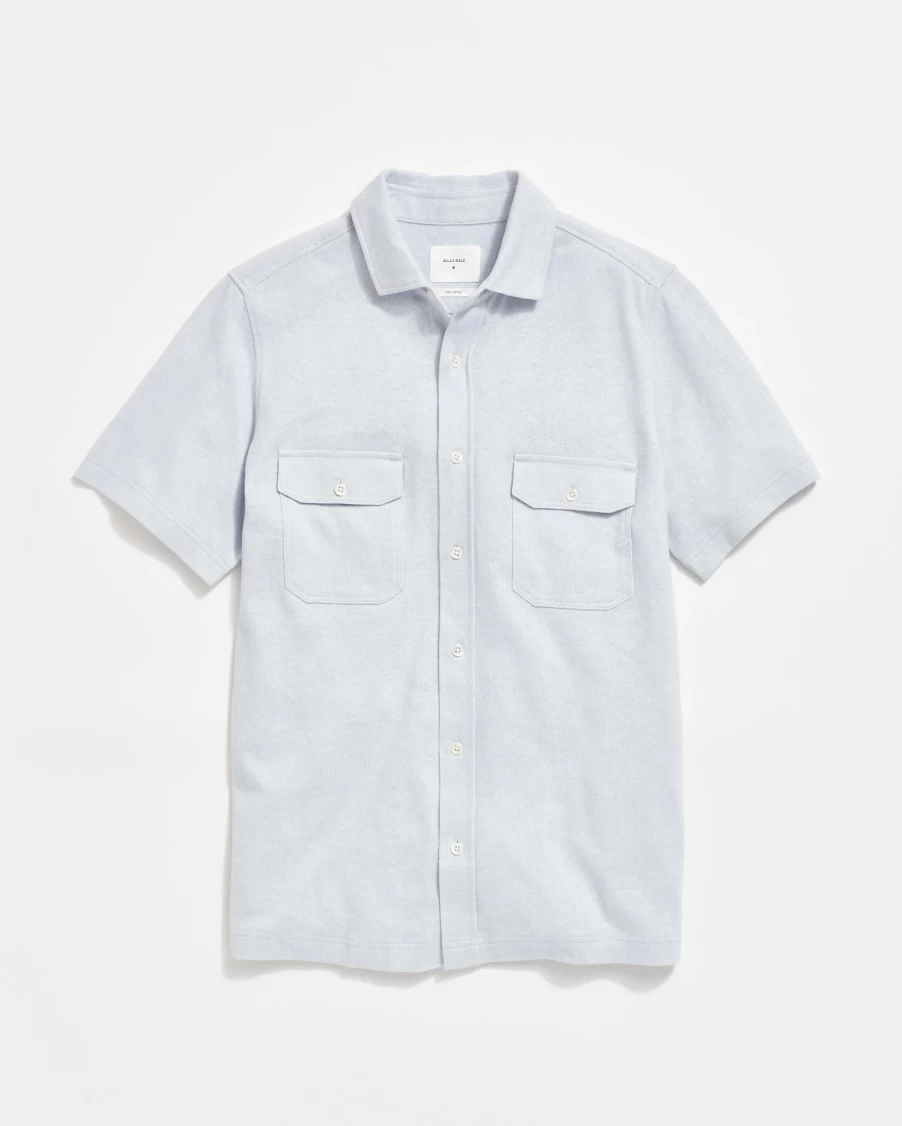 Billy Reid Men's Short Sleeve Hemp Cotton Blend Casual Knit Shirt