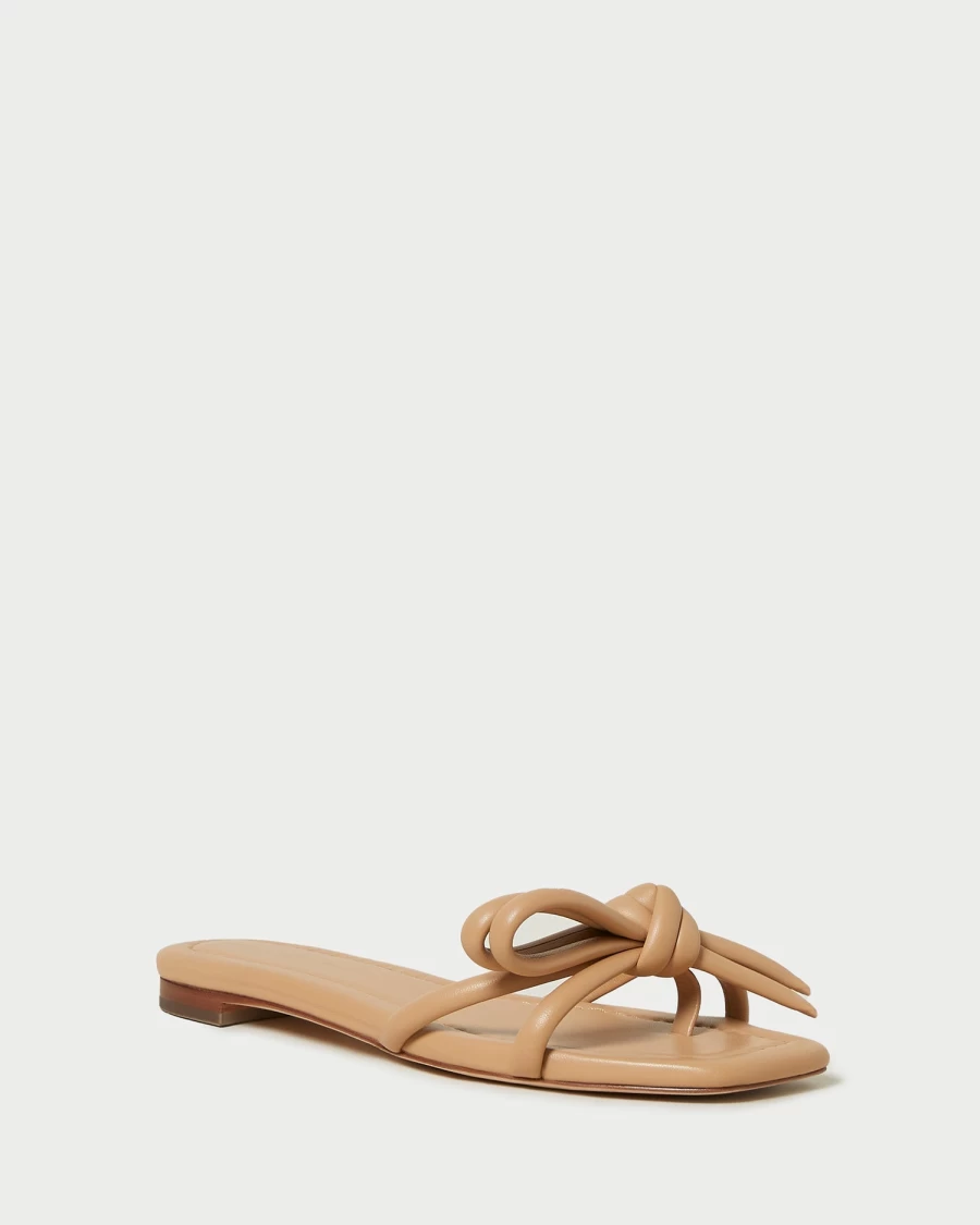 Loeffler Randall Hadley Dune Leather Bow Flat Sandal