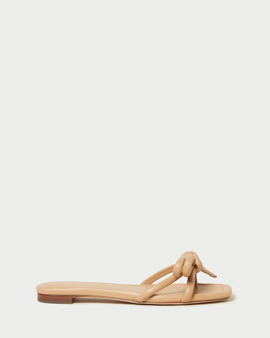 Loeffler Randall Hadley Dune Leather Bow Flat Sandal