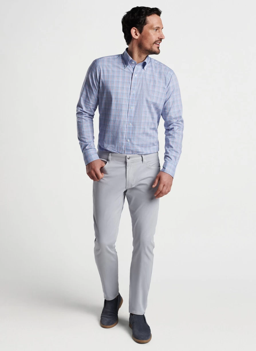 Peter Millar Men's Tahoe Blue Cotton Sport Shirt - Castillo Casual Comfort Top