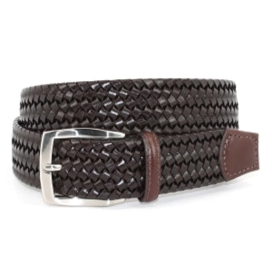 Torino Genuine Italian Leather Belt - Handwoven Stretchable Dress Belt for Men & Women