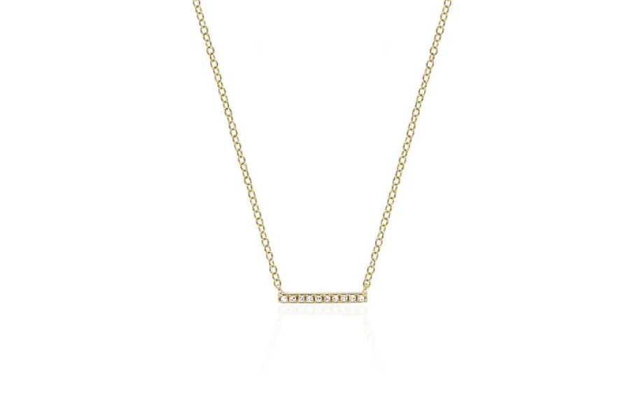 EF Collection Mini Diamond Bar Necklace - Elegant Dainty Gold Pendant for Women
