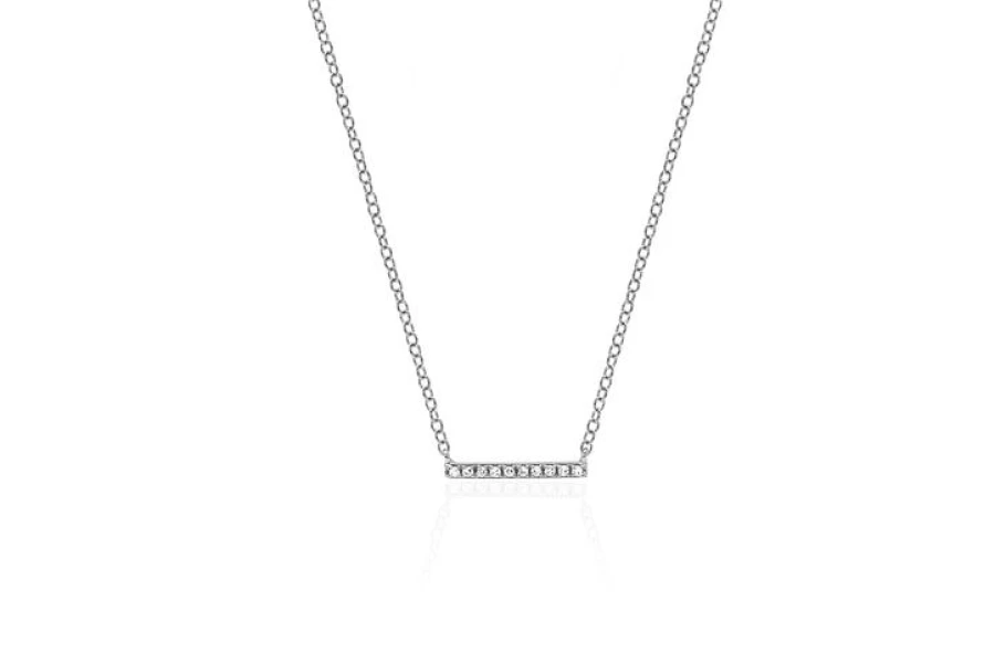 EF Collection Mini Diamond Bar Necklace - Elegant Dainty Gold Pendant for Women