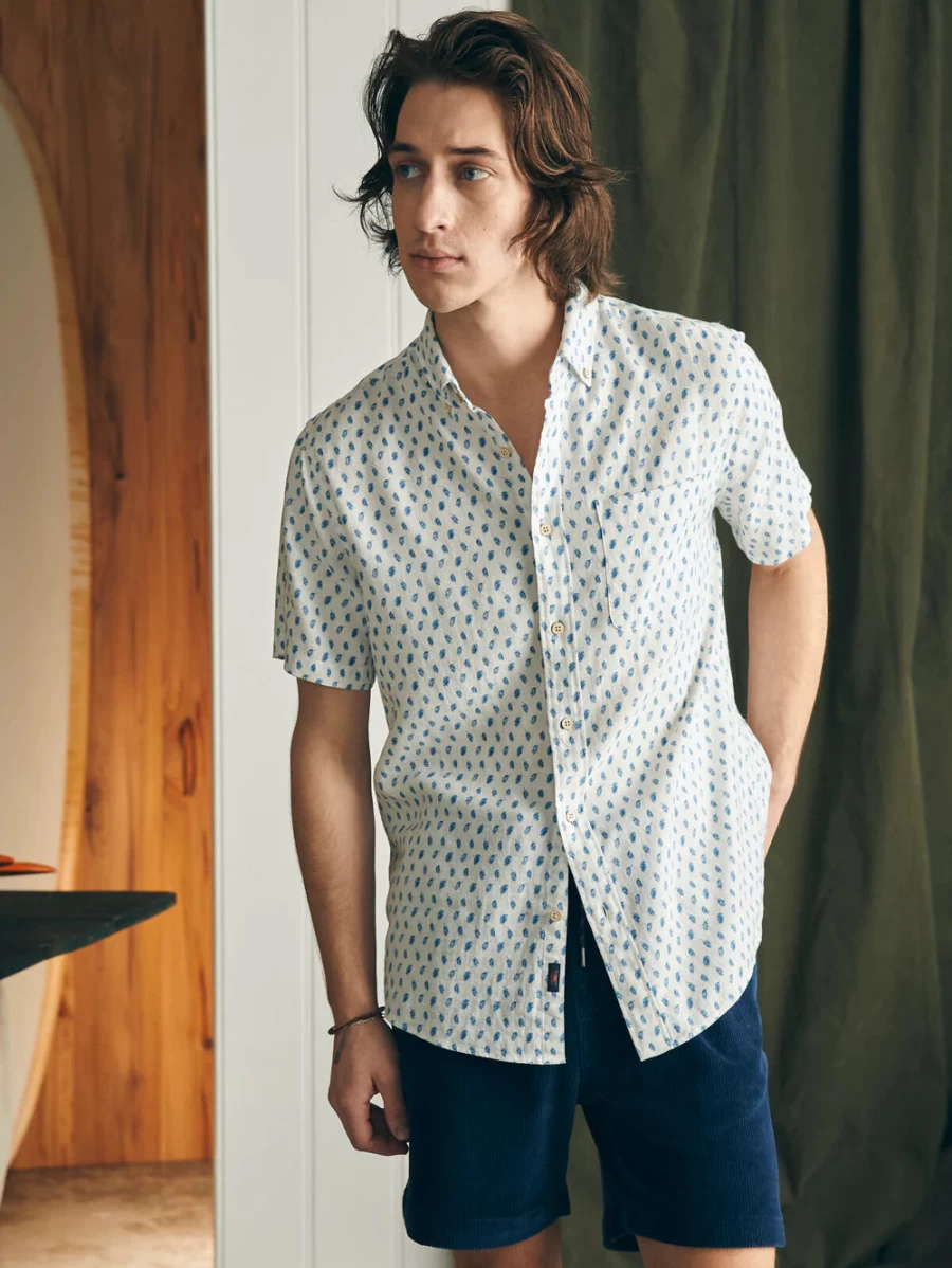 Faherty Men's Lightweight Short Sleeve Breeze Shirt - Breathable Summer Casual Top