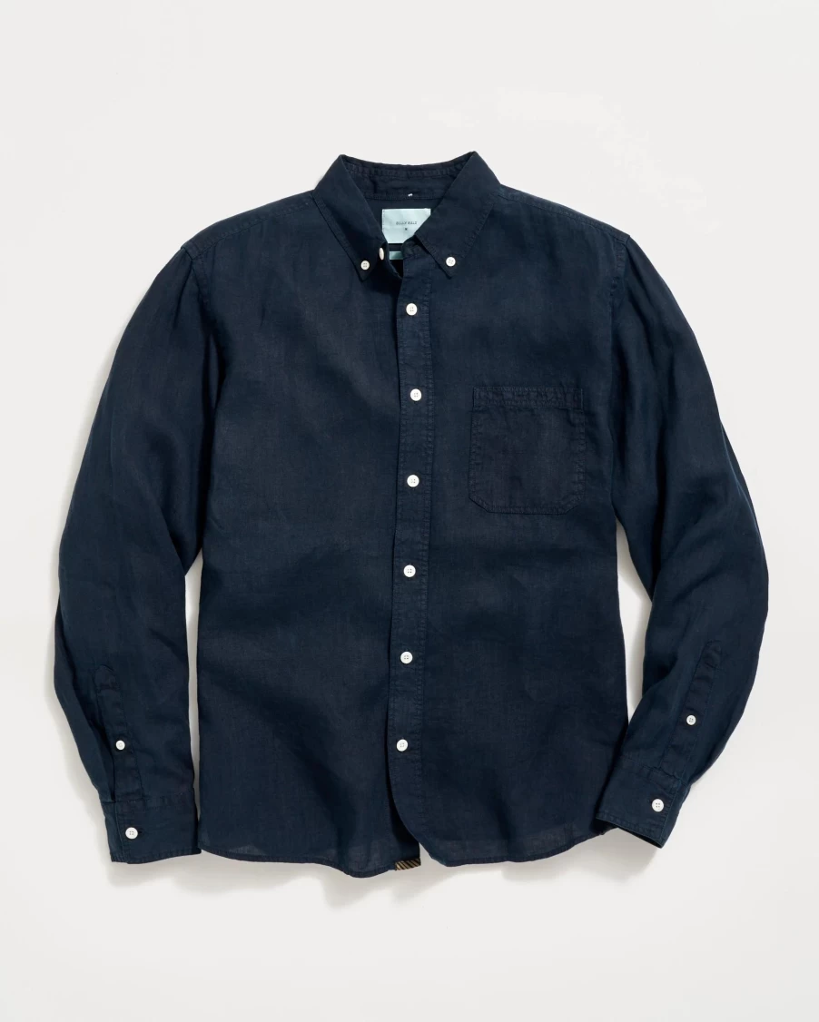 Billy Reid Tuscumbia Linen Button-Down Shirt for Men - Relaxed Fit Summer Casual Wear