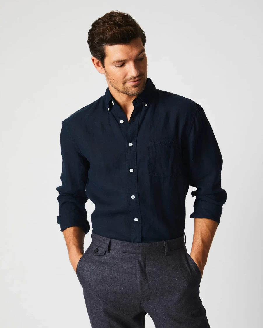 Billy Reid Tuscumbia Linen Button-Down Shirt for Men - Relaxed Fit Summer Casual Wear