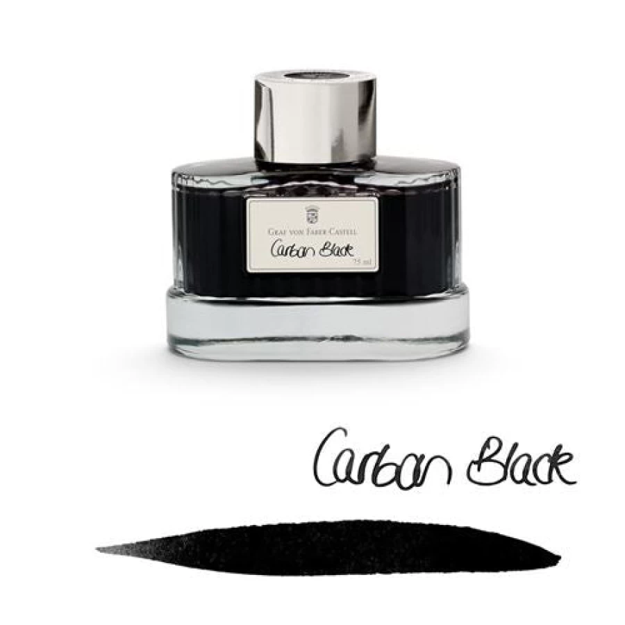 Faber Castell Carbon Black Ink Bottle - 75ml Drawing & Calligraphy Ink for Fountain Pens